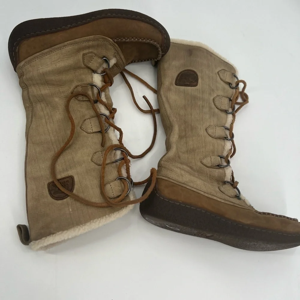 Sorel brown leather snow boots shoes size 7
